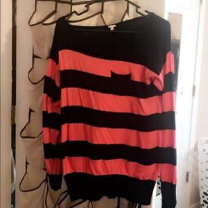 J crew blue and peach striped sweater